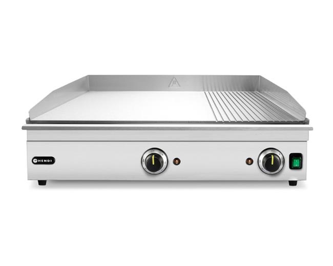 Płyta grillowa w ? żebrowana, HENDI, Kitchen Line, 2/3 gładka, 1/3 ryflowana, 220-240V/3500W, 697x474x(H)241mm Wariant podstawowy