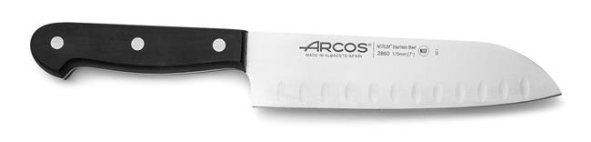 Nóż Santoku ze szlifem kulowym, seria UNIVERSAL, Arcos, czarny, (L)290mm Wariant podstawowy