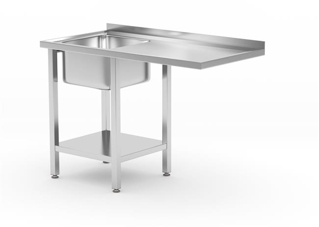 Stół ze zlewem, półką i miejscem na zmywarkę lub lodówkę - skręcany, HENDI, lewy, 1200x700x(H)850mm Wariant podstawowy