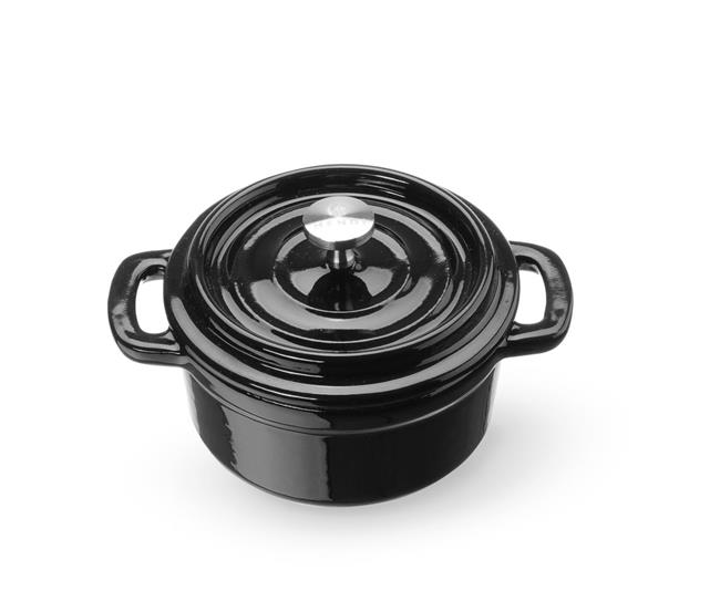 Garnek żeliwny emaliowany, HENDI, 0,27L, czarny, 130x100x(H)48mm Wariant podstawowy