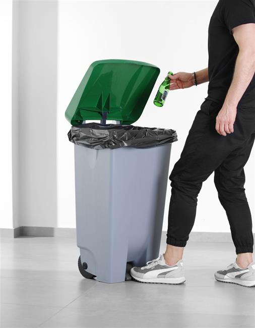 Kosz na śmieci, HENDI, 120L, jasnoszary, 510x425x(H)875mm Wariant podstawowy