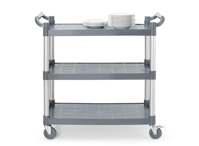Wózek kelnerski 3-półkowy z polipropylenu, duży, AmerBox, 1010x500x(H)960mm Wariant podstawowy