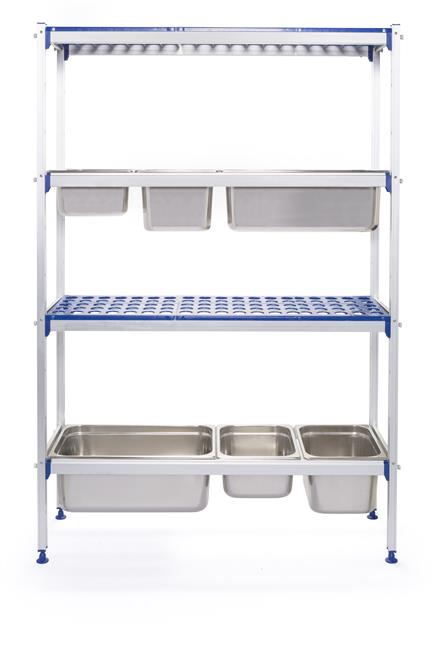 Regał magazynowy aluminiowy na pojemniki GN, HENDI, 1120x355x(H)1685mm Wariant podstawowy