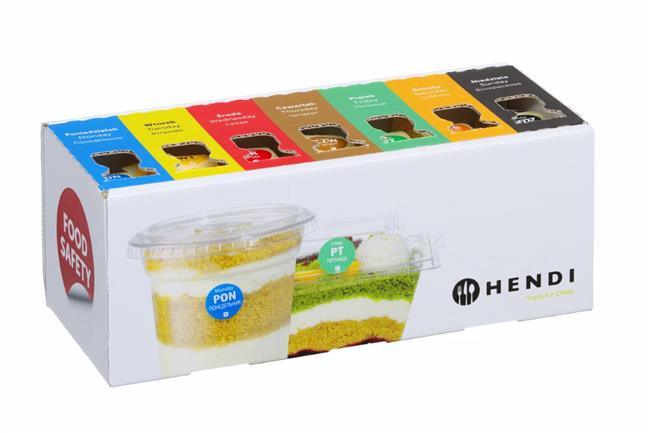 Zestaw etykiet jednorazowych Food Safety na każdy dzień tygodnia z podajnikiem, HENDI, 240x80x(H)100mm Wariant podstawowy