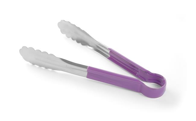 Szczypce do serwowania ze stali nierdzewnej 300 mm z uchwytem w kolorze fioletowym Wariant podstawowy